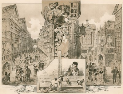 Die alte Londoner Straße auf der Gesundheitsausstellung; Whittingtons Haus, Pye Corner von English School