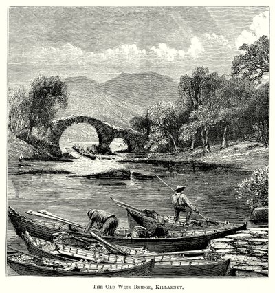 Die alte Weir-Brücke, Killarney (Gravur) von English School