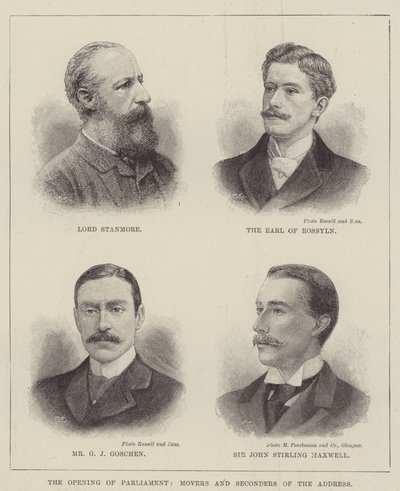Die Eröffnung des Parlaments, Antragsteller und Unterstützer der Adresse (Gravur) von English School