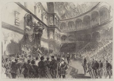 Die Eröffnung des neuen italienischen Parlaments durch Viktor Emanuel am 18. Ult (Gravur) von English School