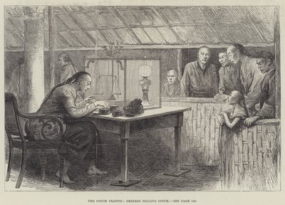 Der Opiumhandel, Chinesen verkaufen Opium (Stich) von English School