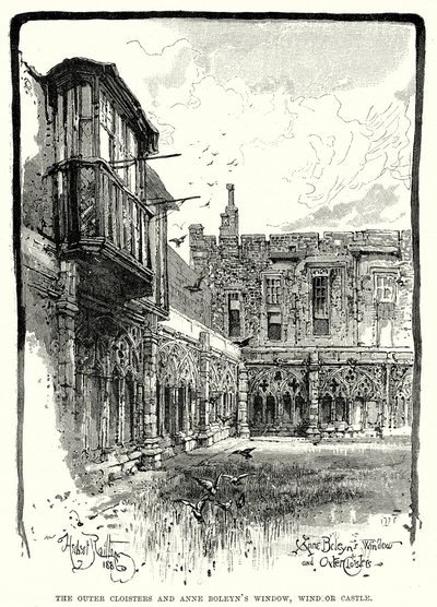 Die äußeren Kreuzgänge und Anne Boleyns Fenster, Windsor Castle von English School