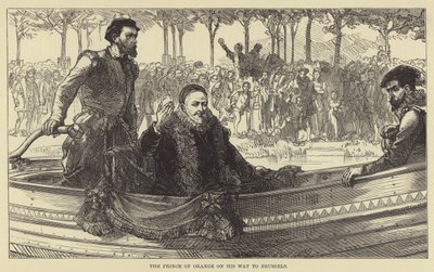 Der Prinz von Oranien auf dem Weg nach Brüssel (Gravur) von English School