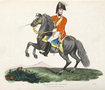 Der Prinz von Oranien, veröffentlicht von Richard Evans, graviert von Romney, Illustration aus An Historical Account of the Battle of Waterloo von William Mudford, 1816 von English School