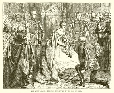 Die Königin hält die erste Investitur des Sterns von Indien von English School