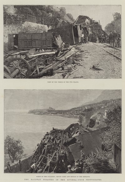 Das Eisenbahnunglück an der Riviera (Stich) von English School