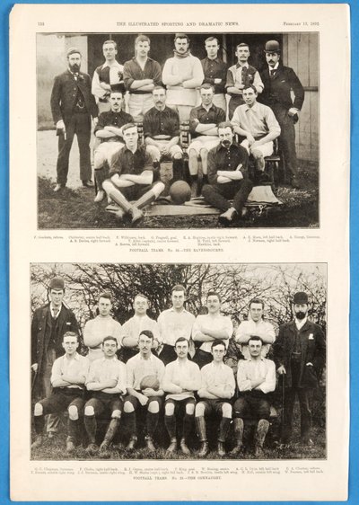 Die Ravensbourne und die Connaught, Fußballteams in The Illustrated Sporting and Dramatic News, 13. Februar 1892 von English School