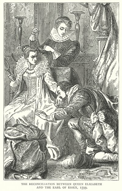 Die Versöhnung zwischen Königin Elizabeth und dem Earl of Essex von English School