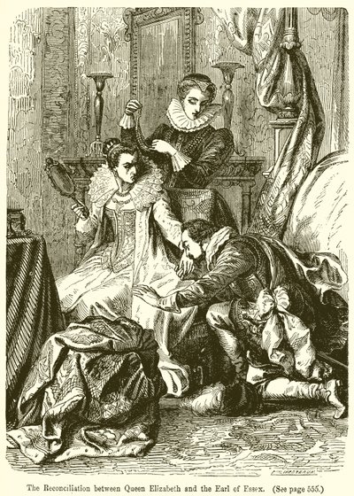 Die Versöhnung zwischen Königin Elizabeth und dem Earl of Essex von English School