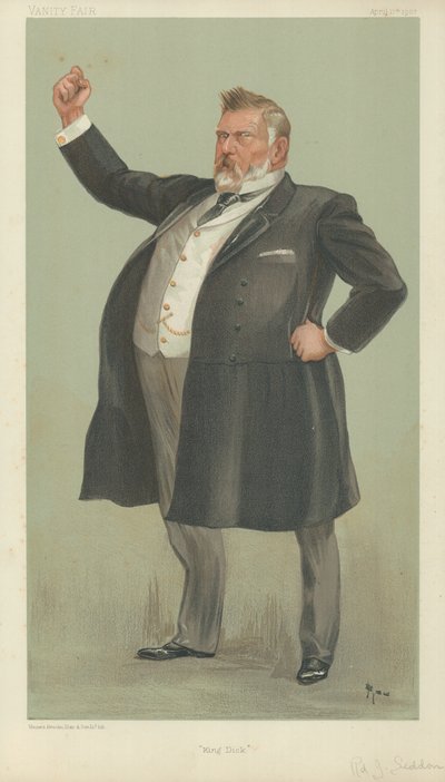 Der Rechte Hon Richard John Seddon, König Dick, 17. April 1902, Vanity Fair Karikatur von English School