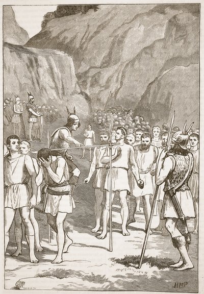 Die Römer gehen unter dem Joch bei den Caudine Gabeln hindurch von English School