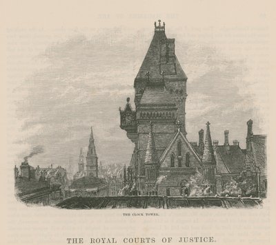 Die Royal Courts of Justice: Der Uhrturm von English School