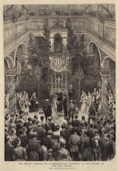 Die königliche Hochzeit in Darmstadt, die Zeremonie in der Kapelle des alten Schlosses von English School