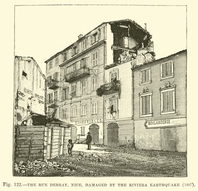 Die Rue Debray, Nizza, beschädigt durch das Riviera-Erdbeben 1887 von English School