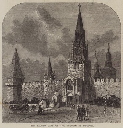 Das Heilige Tor des Kremls in Moskau (Gravur) von English School