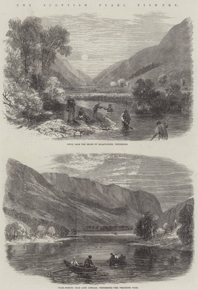 Die schottische Perlenfischerei (Stich) von English School