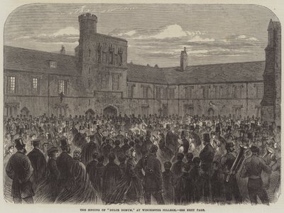 Das Singen von "Dulce Domum" am Winchester College (Stich) von English School