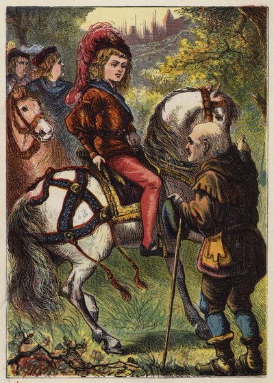 Dornröschen im Wald (Farblithografie) von English School
