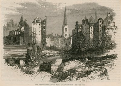 Die Arbeiten der South-Eastern Railway auf dem Dowgate Hill, London von English School