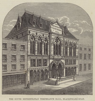 Die South Metropolitan Temperance Hall, Blackfriars-Road (Stich) von English School
