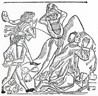 Die Steinigung des Heiligen Stephanus (Holzschnitt) von English School