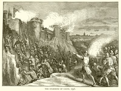 Der Sturm auf Cádiz, 1596 von English School
