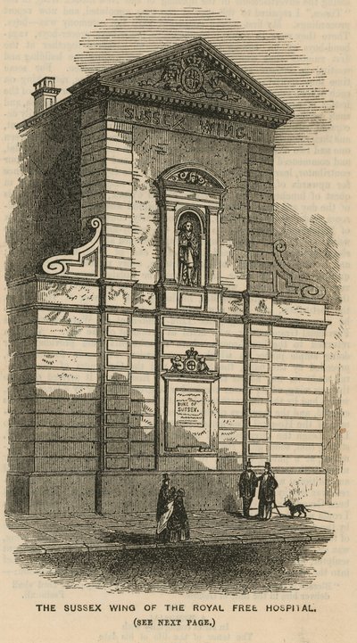 Der Sussex-Flügel des Royal Free Hospital, London von English School