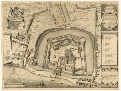 Der Tower of London, vermessen im Jahr 1597 von English School