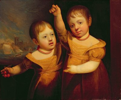 Die Zwillingskinder von Kapitän George Walsh, Meistermariner aus Selby, Yorkshire, ca. 1830 von English School