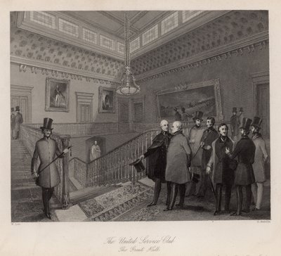 Der United Service Club, die große Halle von English School