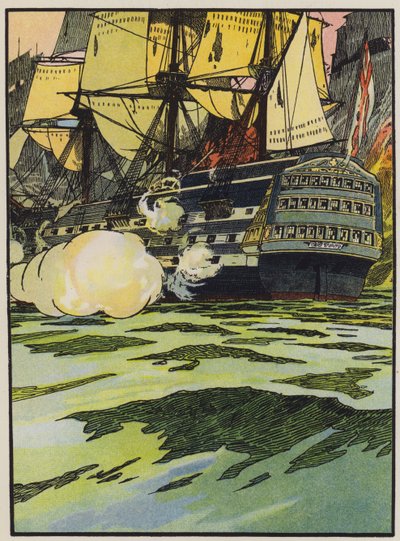 Der Sieg bei Trafalgar (Farblithografie) von English School