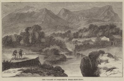 Das Dorf Poke-Felum, nahe Hongkong (Gravur) von English School