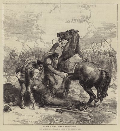 Der Krieg in Spanien, Tod von Marschall Concha (Gravur) von English School