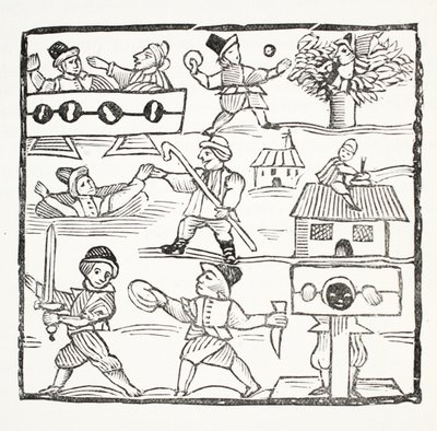 Der walisische Reisende oder Der unglückliche Waliser von Humphrey Cornish, Illustration aus Chap-books des achtzehnten Jahrhunderts von John Ashton, veröffentlicht 1882 von English School