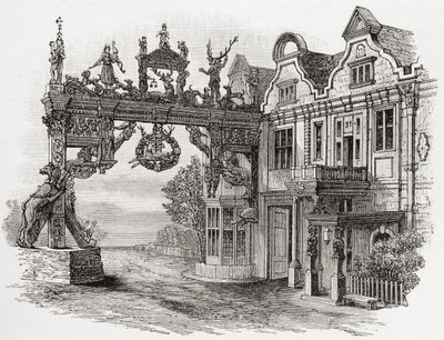 Das Weiße Hirsch Gasthaus, Scole, Norfolk im 17. Jahrhundert, aus 