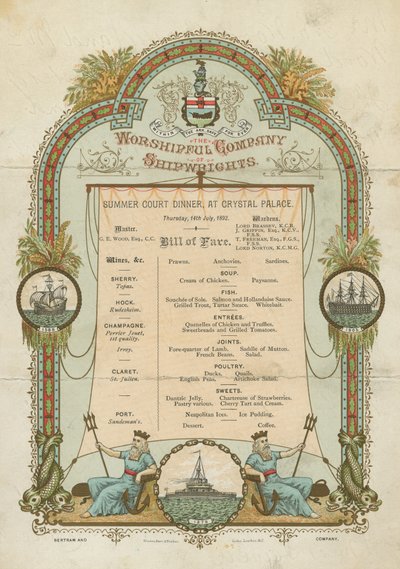 Sommergerichtsdinner der Worshipful Company of Shipwrights (Chromolithographie) von English School