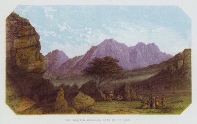 Der beschriebene Berg bei Sinai (Farblithografie) von English School