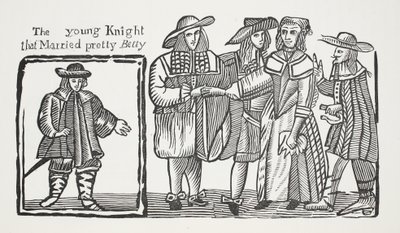 Der junge Ritter, der die hübsche Betty heiratete, Illustration aus Chap-books des achtzehnten Jahrhunderts von John Ashton, veröffentlicht 1882 von English School