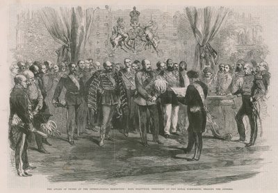 Die Preisverleihung bei der Internationalen Ausstellung; Earl Granville liest die Ansprache von English School