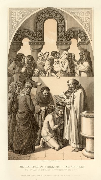 Die Taufe von Ethelbert, König von Kent von English School