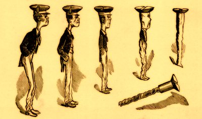 Der Junge, der eine Schraube wurde, Illustration aus Coles Lustiges Bilderbuch (digital verbessert) von English School