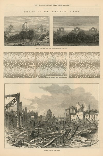 Der Brand des Alexandra Palace von English School