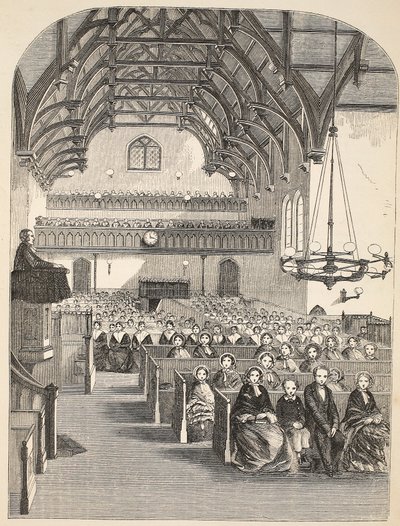 Die Kapelle im Brixton-Gefängnis, Illustration aus The Criminal Prisons of London and Scenes from Prison Life von Henry Mayhew und John Binny, veröffentlicht 1862 von English School