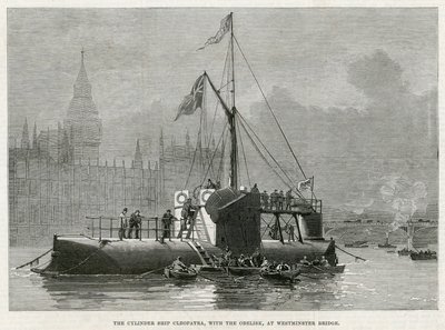Das Zylinderschiff Cleopatra mit dem Obelisken an der Westminster Bridge von English School