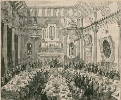 Das Dinner, das Sir H Hardinge von der East India Company im London Tavern gegeben wurde, 1844 von English School
