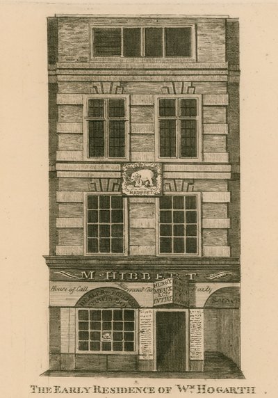 Die frühe Residenz von William Hogarth, Fenchurch Street, London von English School