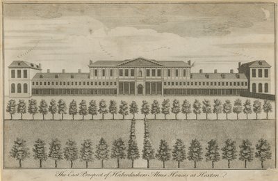 Die Ostansicht der Haberdashers Armenhäuser von English School