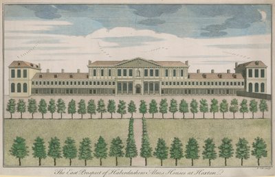 Die Ostansicht der Haberdashers Armenhäuser in Hoxton von English School