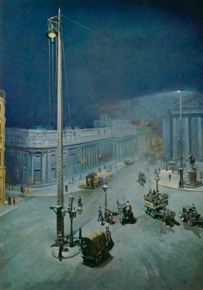 Das elektrische Licht im Mansion House, London von English School