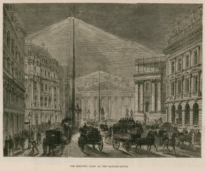 Das elektrische Licht im Mansion House, London von English School